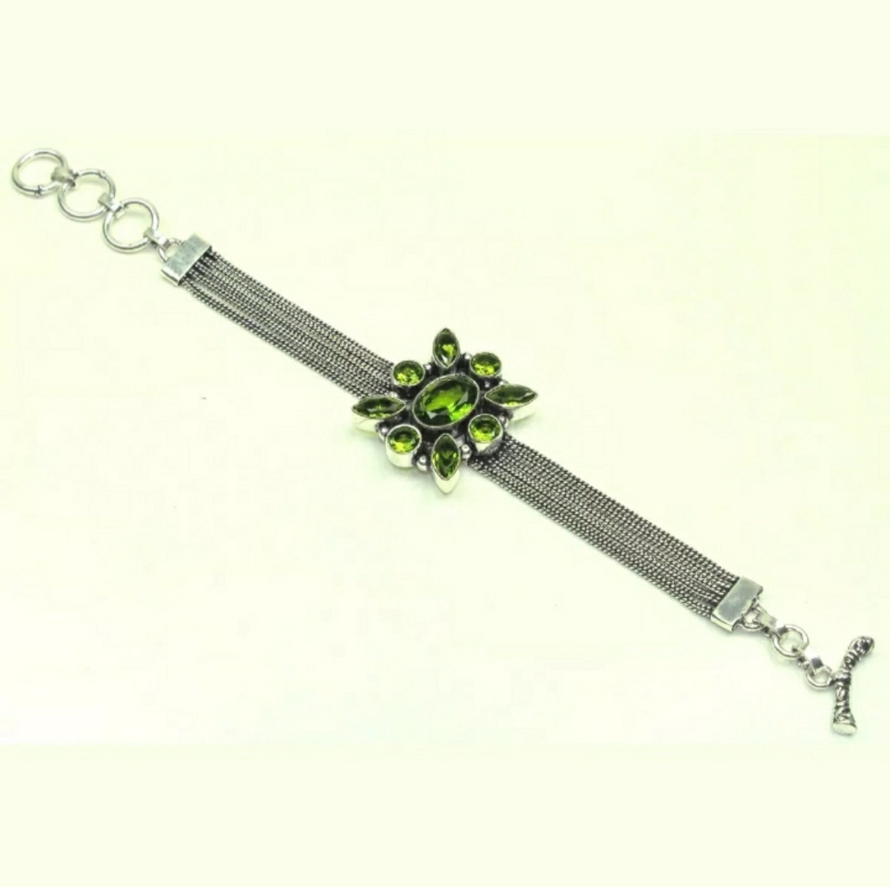 New Unique Peridot Silver Bracelet.
